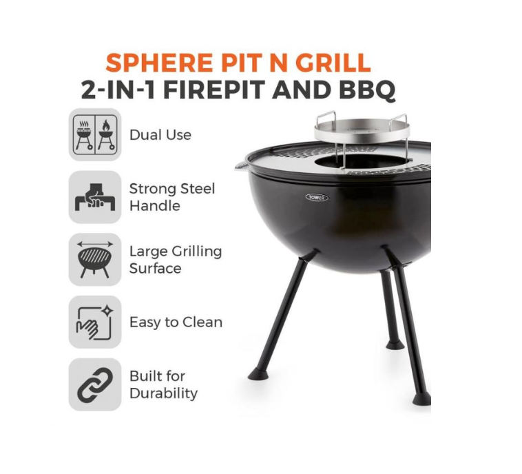 Sphere Fire Pit and BBQ Grill