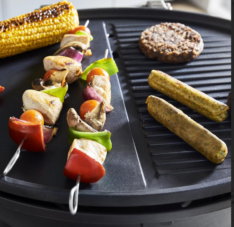 XL Indoor Outdoor Electric BBQ Grill and Griddle with Wings and Thermometer Black