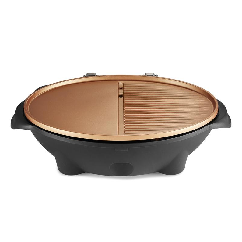 Cerasure+ Copper 2400W Electric BBQ Grill and Griddle with Wings and Thermometer Copper