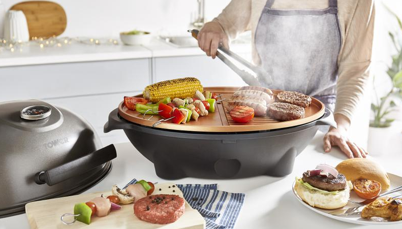 Cerasure+ Copper 2400W Electric BBQ Grill and Griddle with Wings and Thermometer Copper