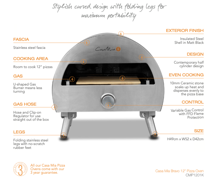 Bravo 12” Tabletop Pizza Oven