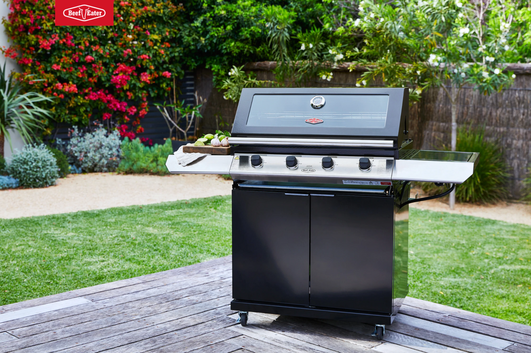BeefEater 1200E Series - 3 Burner BBQ & Side Burner With Trolley