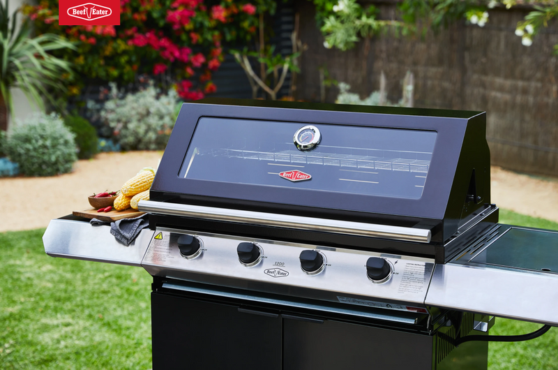 BeefEater 1200E Series - 3 Burner BBQ & Side Burner With Trolley