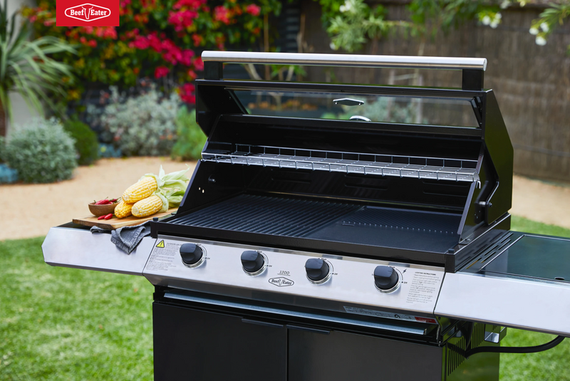 BeefEater 1200E Series - 4 Burner BBQ & Side Burner With Trolley