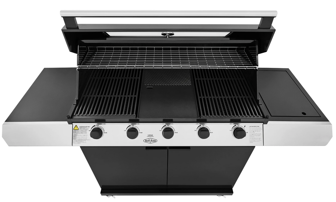 BeefEater 1200E Series - 5 Burner BBQ & Side Burner With Trolley