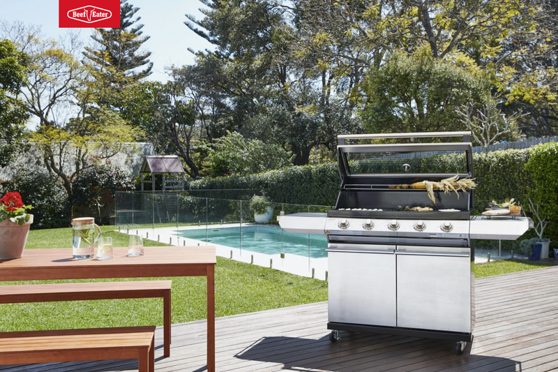 BeefEater 1200S Series - 4 Burner BBQ & Side Burner With Trolley