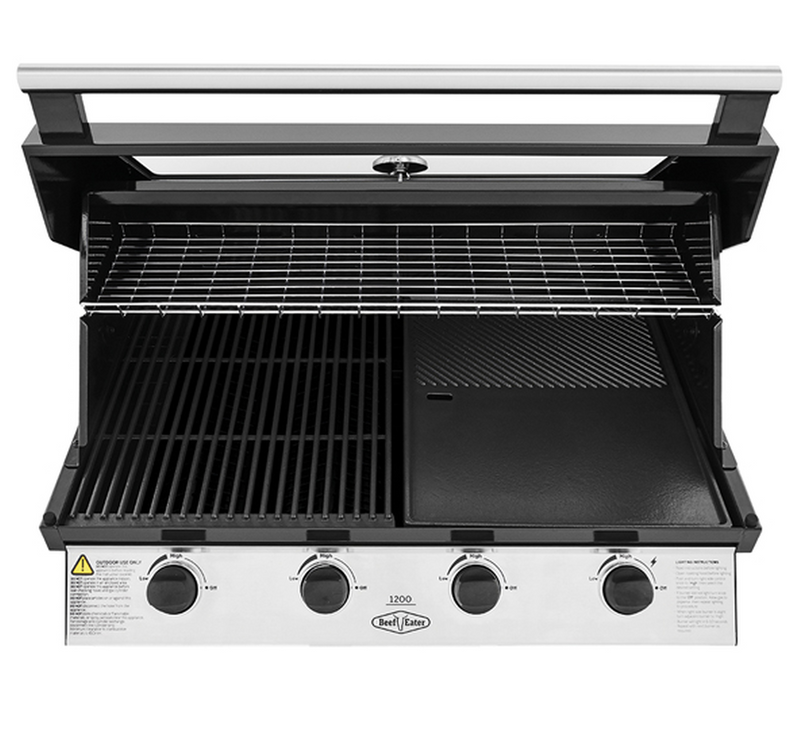 Beefeater 1200E Built-In 4 Burner Gas BBQ Black Porcelain Enamel Coated