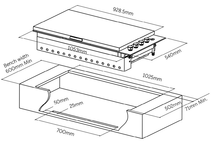 Beefeater Signature Proline Built-In 6 Burner Gas BBQ With Lid