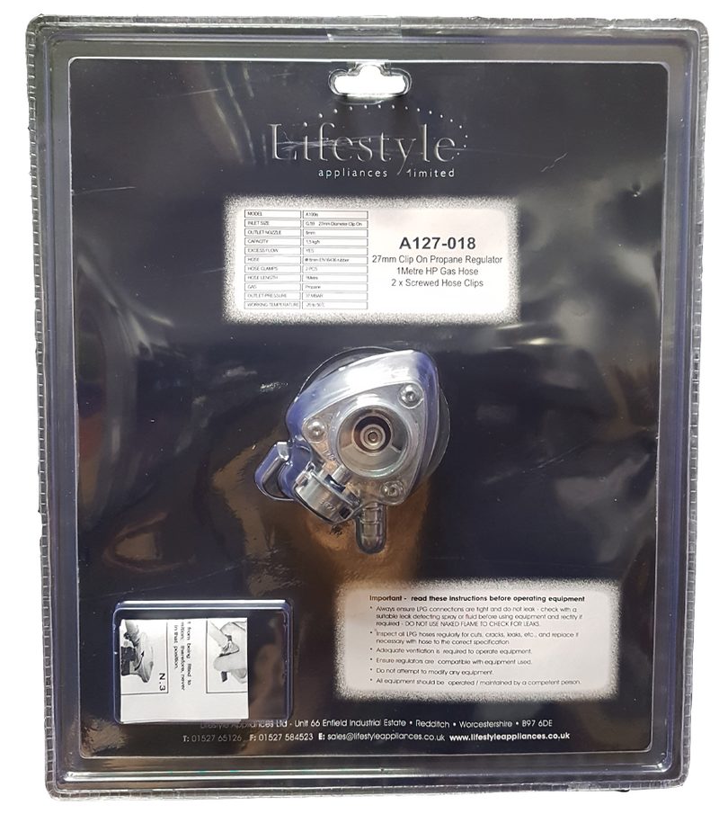 Lifestyle Gas Hose & Clip-on Propane Regulator Pack