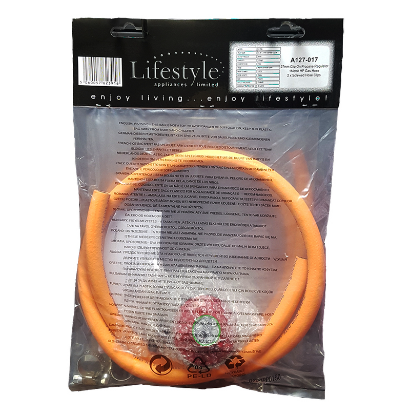 Lifestyle Gas Hose & Clip-On Propane Regulator Kit