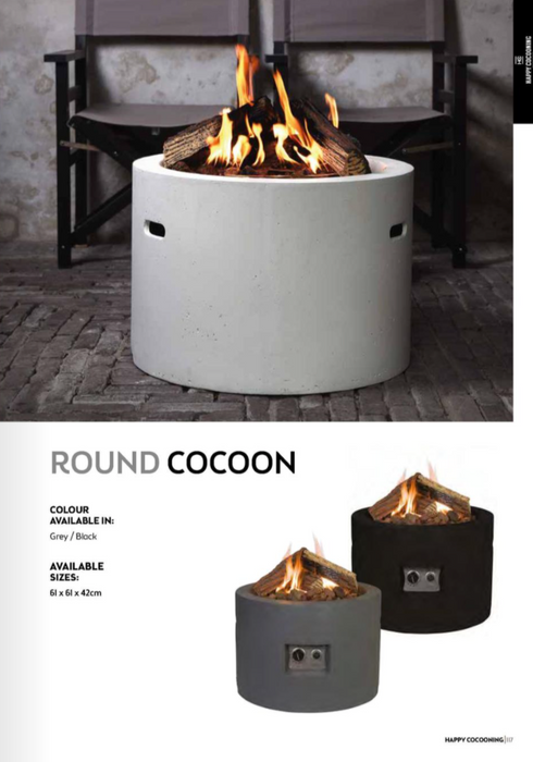 Happy Cocooning Round Cocoon Fire Pit - Black