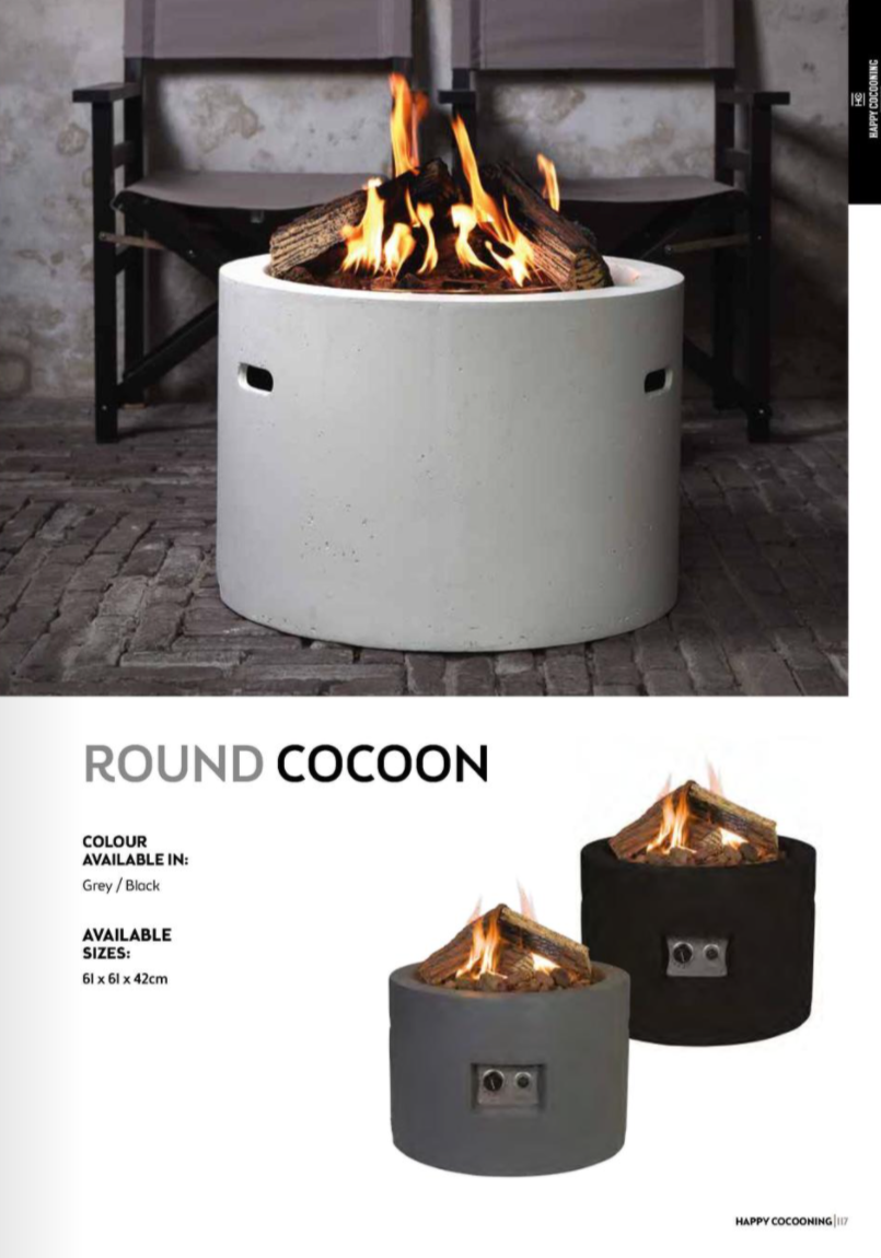 Happy Cocooning Round Cocoon Fire Pit - Grey