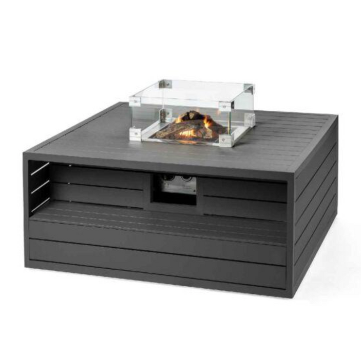 Happy Cocooning Aluminium Square Cocoon Fire Pit with Burner and Glass Screen - Anthracite