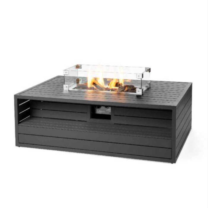 Happy Cocooning Aluminium Rectangular Cocoon Fire Pit with Burner and Glass Screen - Anthracite