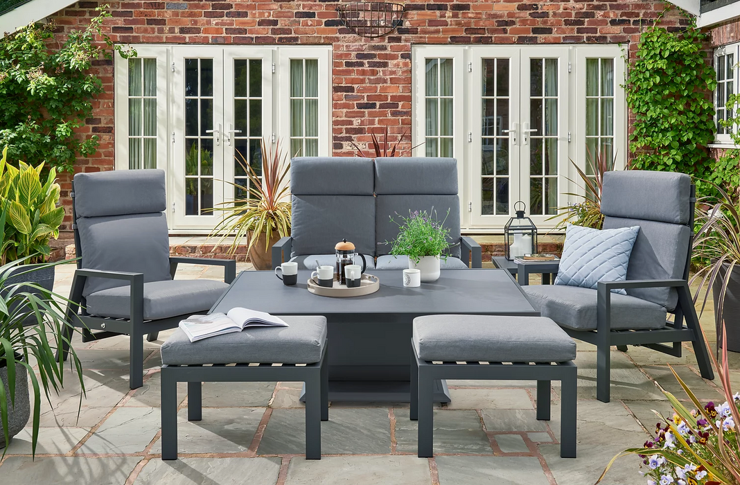 Titchwell Relax Lounge Set With Gas Adjustable Table Grey