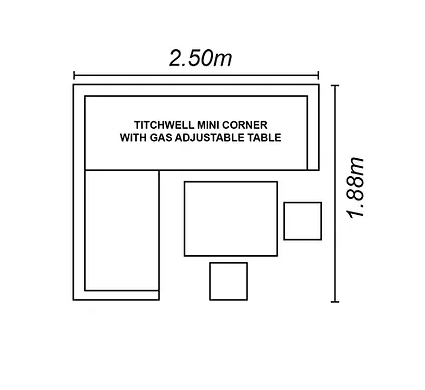 Titchwell Mini Corner Set With Gas Adjustable Table Grey
