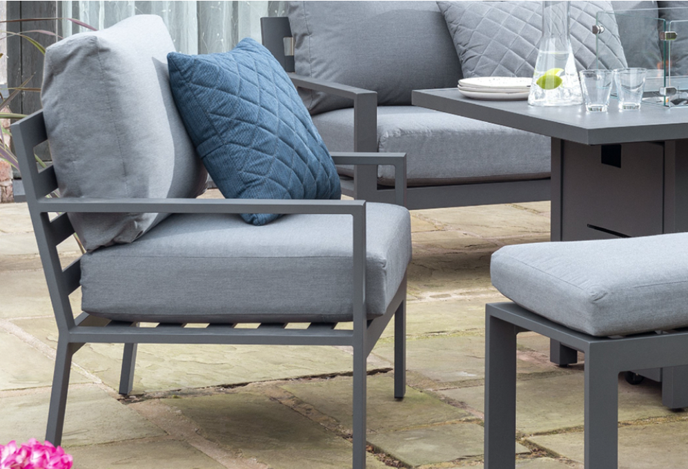 Titchwell Lounge Set With Fire Pit Table Grey