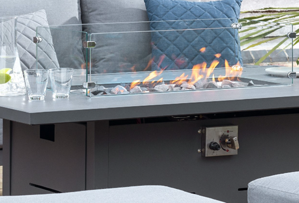Titchwell Lounge Set With Fire Pit Table Grey