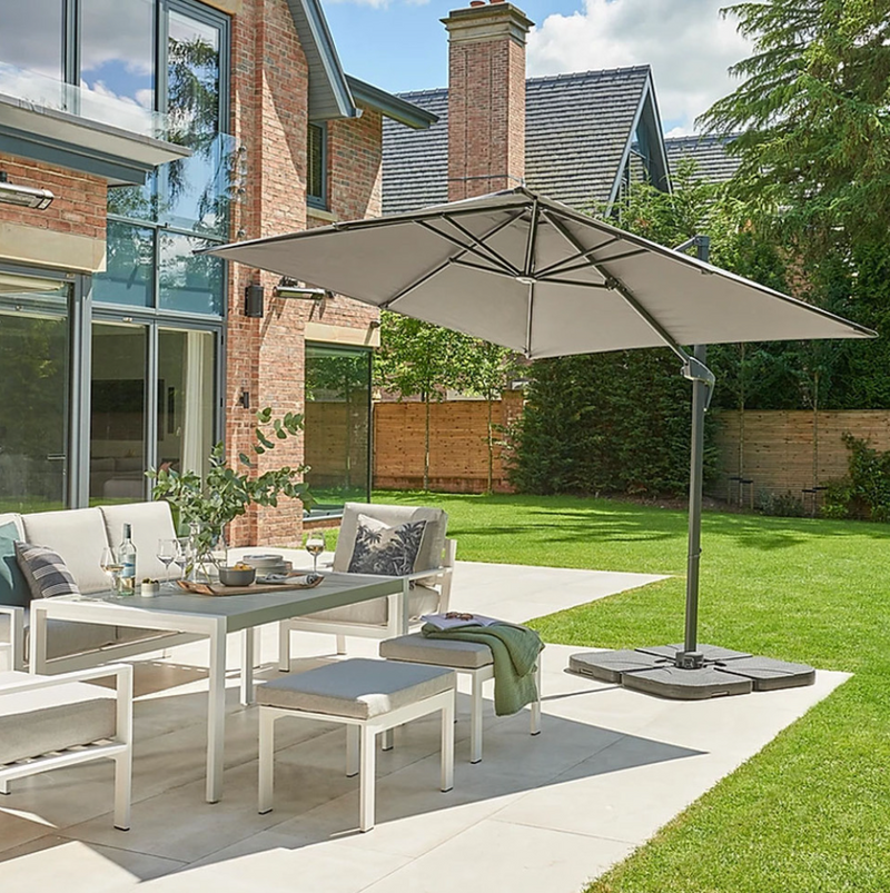 Royce Ambassador LED Nova Sun Soft Grey Cantilever Parasol 3x3M