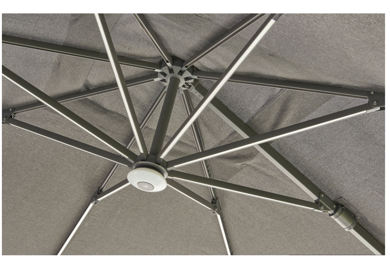 Royce Ambassador LED Nova Sun Soft Grey Cantilever Parasol 3x3M