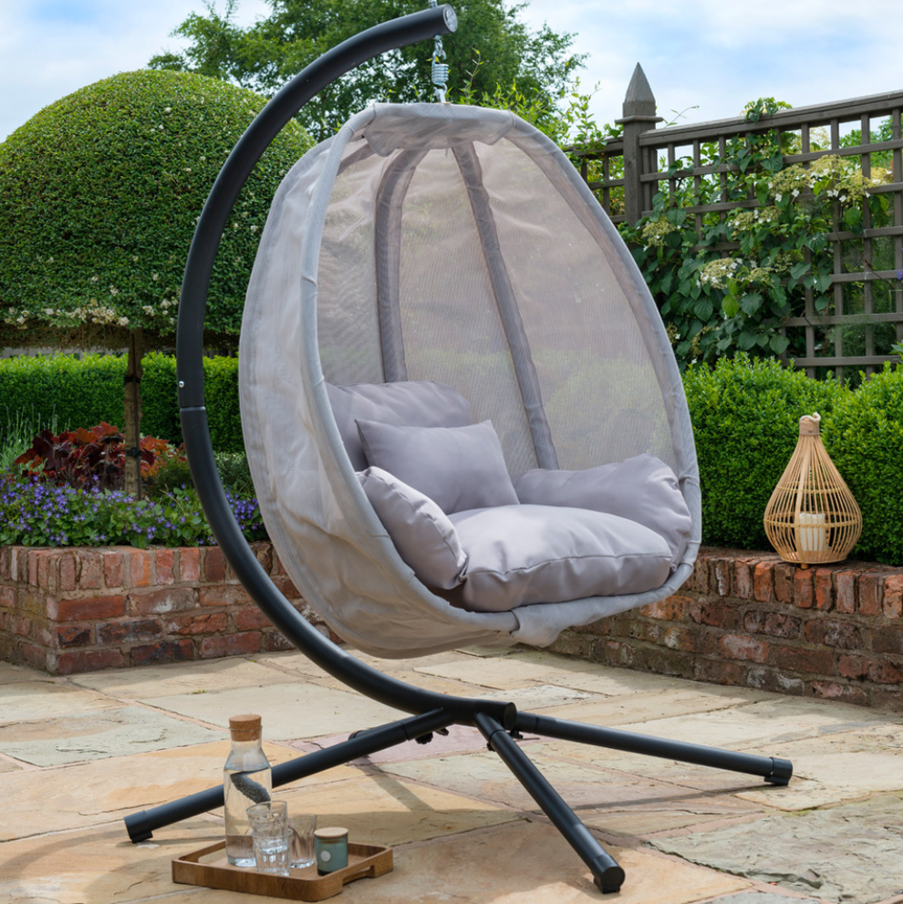 Folding Textilene Hanging Swing Chair Grey