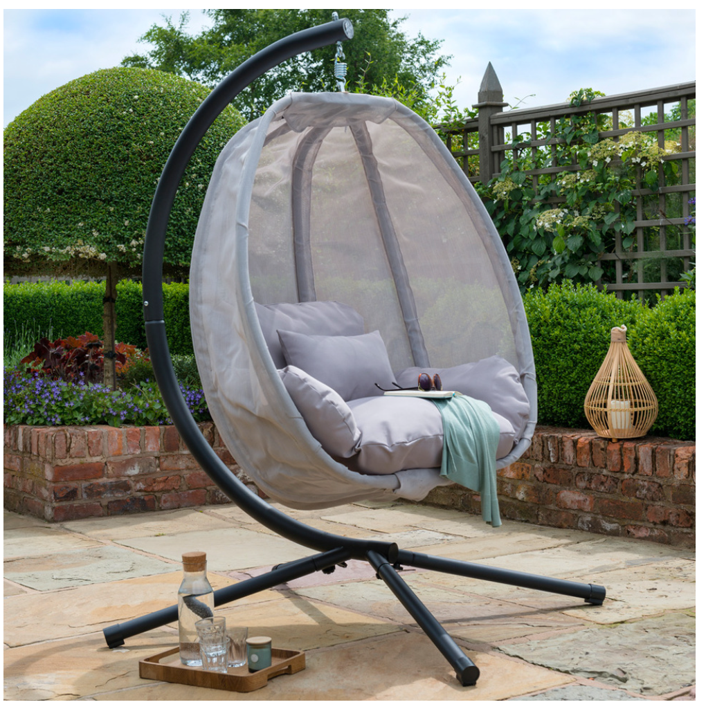 Folding Textilene Hanging Swing Chair Grey