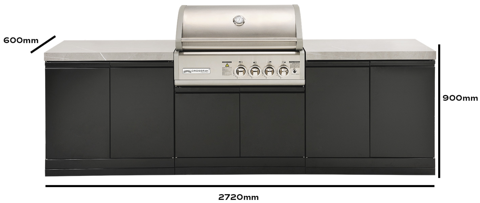 GrandPro Outdoor Kitchen 272 Series Cross-ray 4-Burner + Delivita Pizza Oven