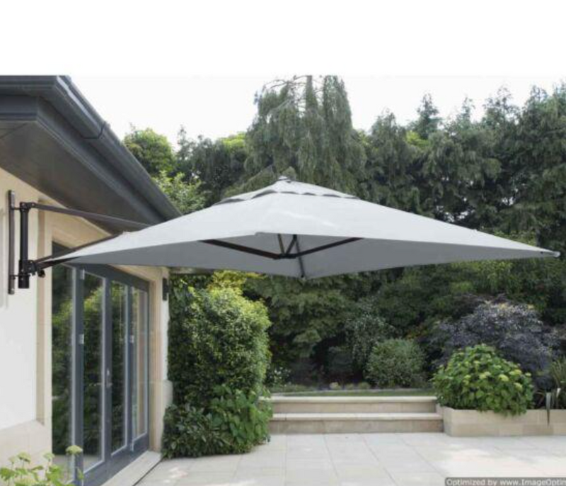 Garden Must Haves Wall Mounted Cantilever Parasol and Cover (base not included) - Grey