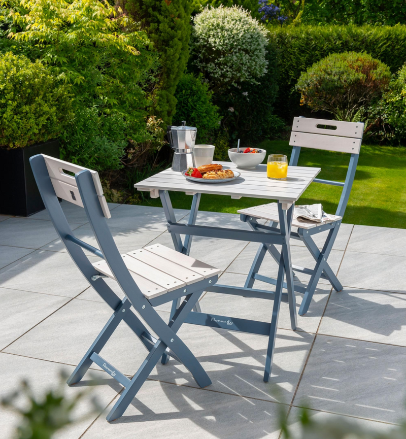 Galaxy Folding Garden Bistro Set in Grey and Blue