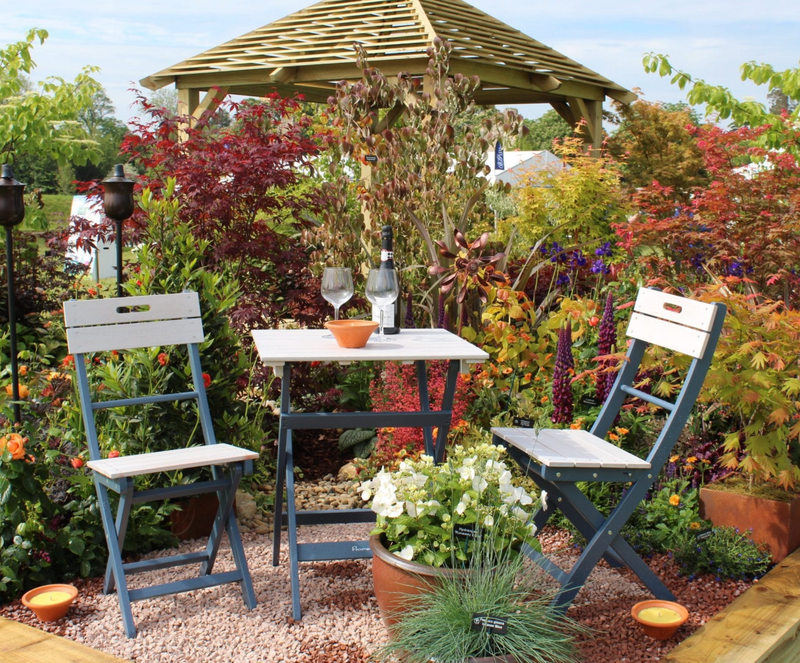 Galaxy Folding Garden Bistro Set in Grey and Blue