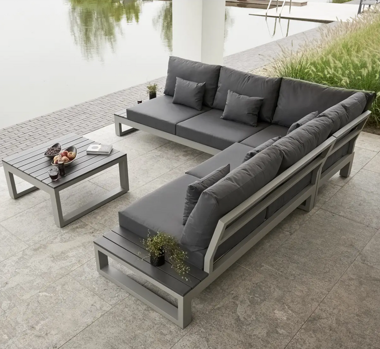 LIFE Mallorca Corner Lounge Set With Side Tables Grey/Lava