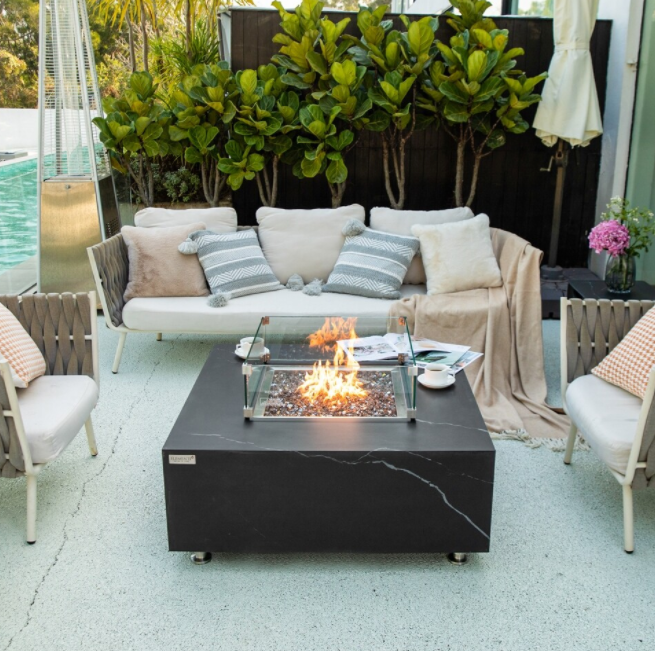 Sofia Marble Porcelain Fire Pit Table