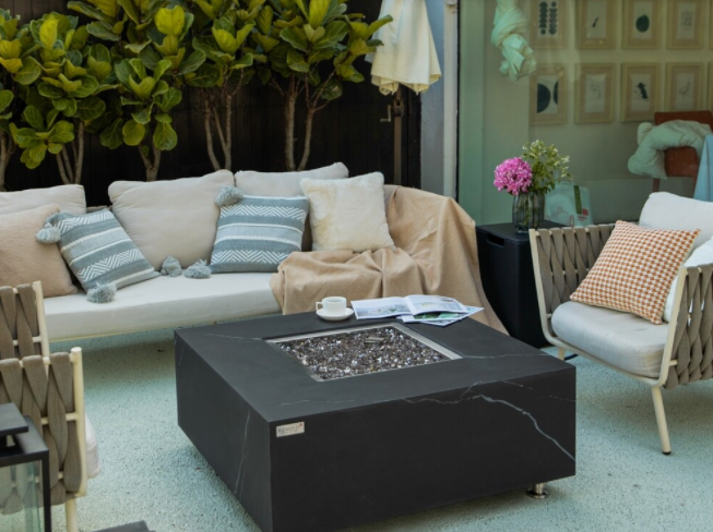 Sofia Marble Porcelain Fire Pit Table