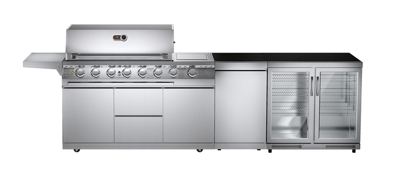 Whistler Outdoor Kitchen 6 Burner BBQ, and Fridge | Blockley and Pizza Oven | 3.3Meters