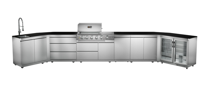 Whistler Outdoor Kitchen 4 Burner BBQ, Sink and Fridge | Stanton | 5.6Meters
