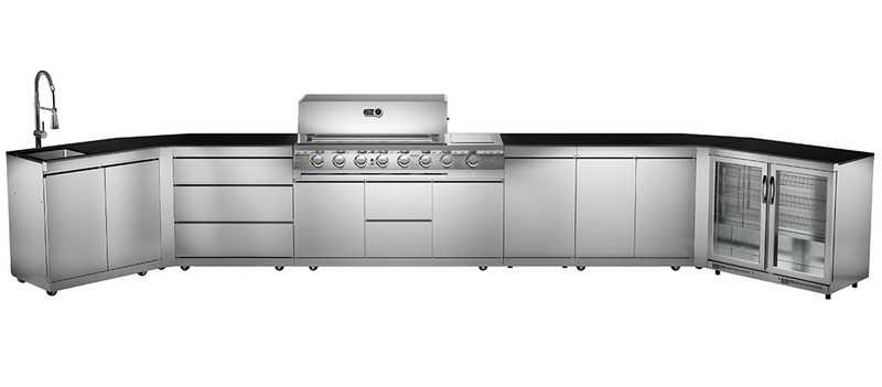 Whistler Outdoor Kitchen 6 Burner BBQ, Sink and Fridge | Stanton | 5.7Meters