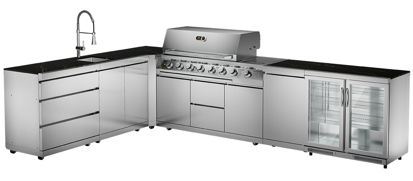 Whistler Stroud 6 Burner Outdoor Kitchen ( New Double line rounded Hood )