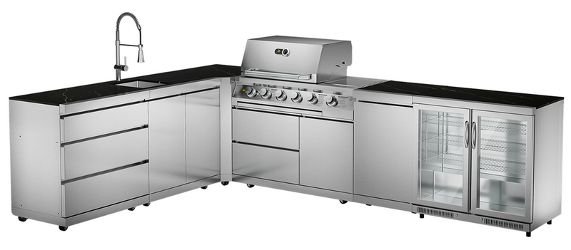 Whistler Outdoor Kitchen 4 Burner BBQ, Sink and Fridge | Stroud | 2.3 x 3.2Meters