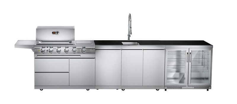 Whistler Outdoor Kitchen 4 Burner BBQ, Sink and Fridge | Oaksey | 2.7Meters