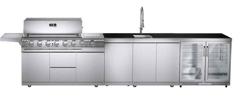 Whistler Outdoor Kitchen 6 Burner BBQ, Sink and Fridge | Oaksey | 4.2Meters