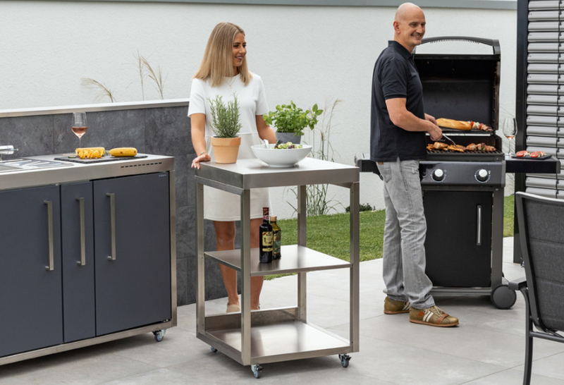 Elfin Stainless Steel BBQ Side Table 60x60x98cm