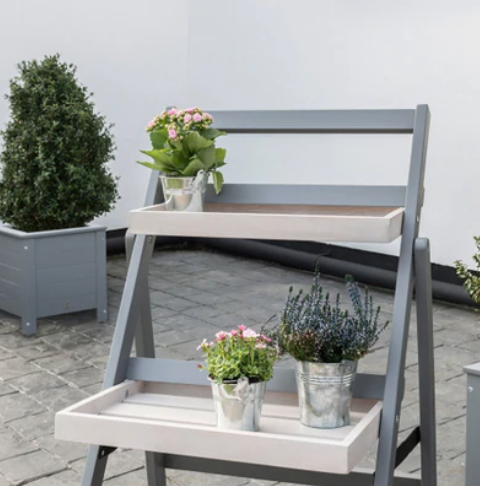 Grigio Wooden Folding Pot Shelf