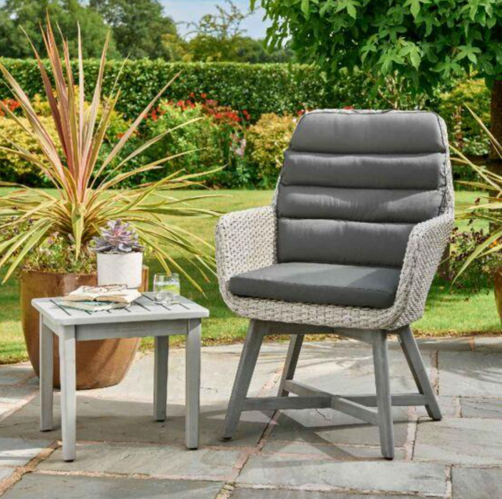 Chedworth Outdoor Chair & Side Table Set - Grey