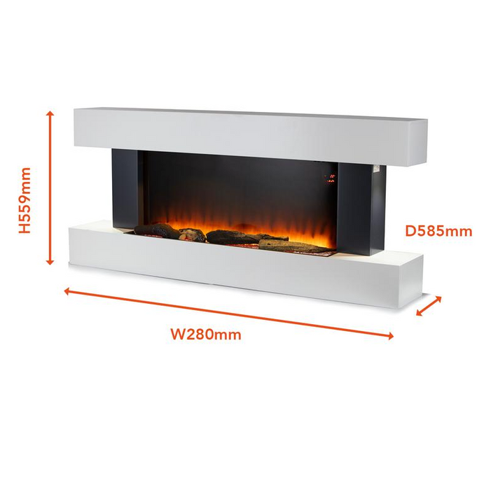 Hingham Wall Mounted Fireplace Suite White