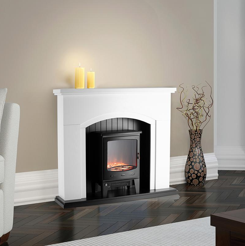 Newcastle Arch Front Fireplace Suite White 1.8KW