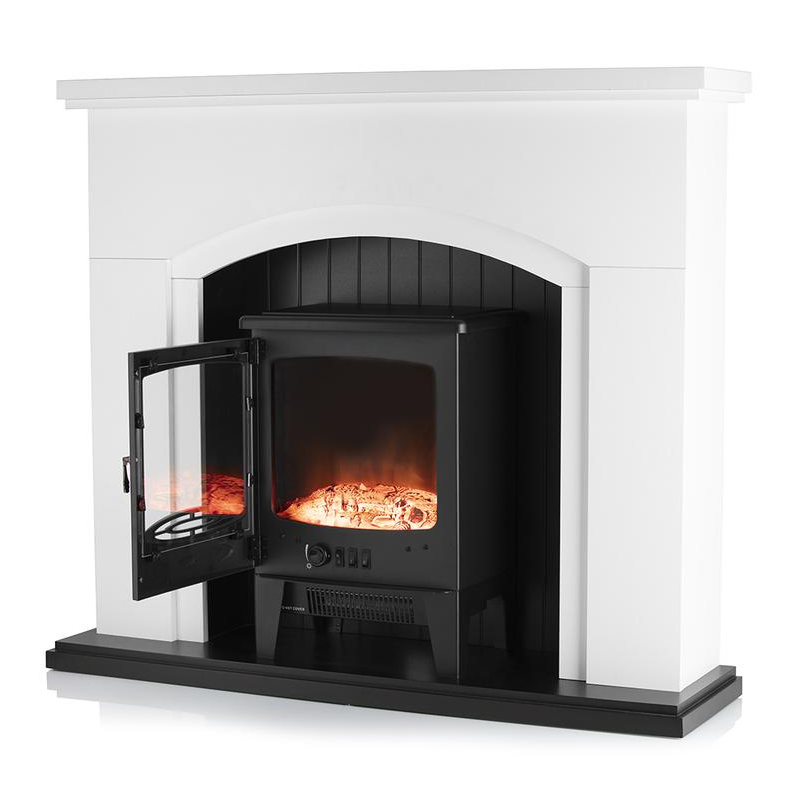 Newcastle Arch Front Fireplace Suite White 1.8KW