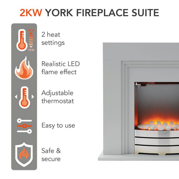 York Grey Fireplace Suite