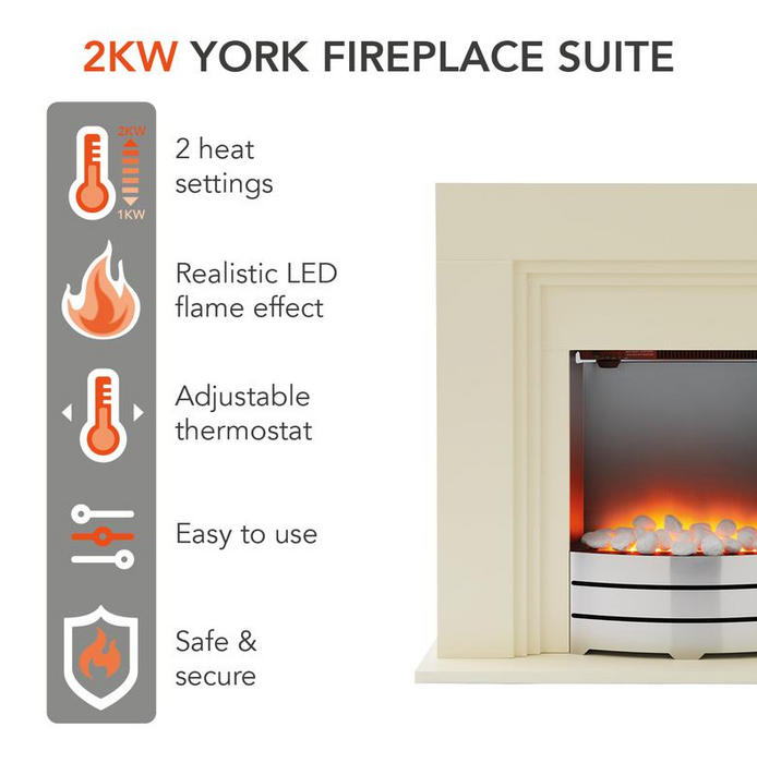 York Ivory Fireplace Suite