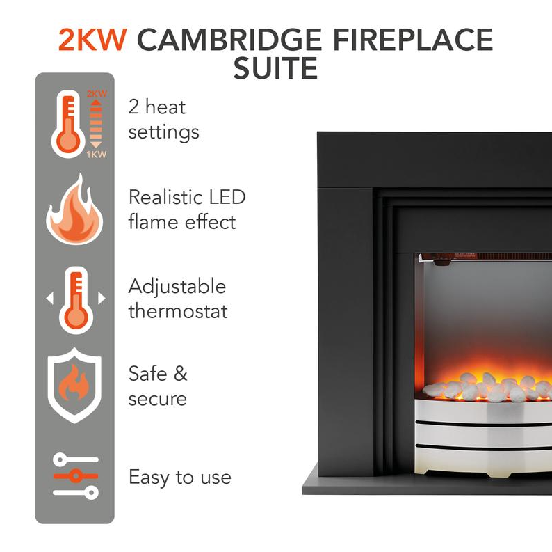 York Fireplace Suite Black