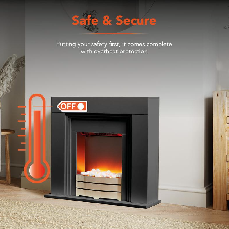 York Fireplace Suite Black